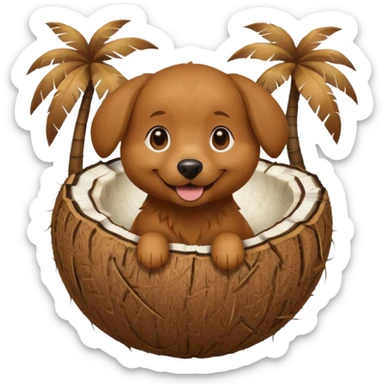 dog in a coconut sticker