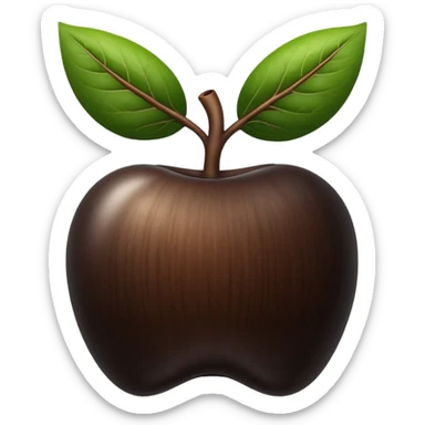 A black ginseng root (heuksam), in Apple iPhone emoji style. Dark brown-black glossy color, subtle texture on the root, elegant curves, vibrant but natural tones, smooth gradients, clean simple shapes, no outlines, slight 3D depth.
 sticker