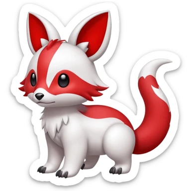 Cute cool white red animal hybrid Fakemon full body sticker