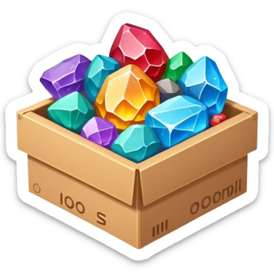 cardboard box full of valuable mineral ores sticker