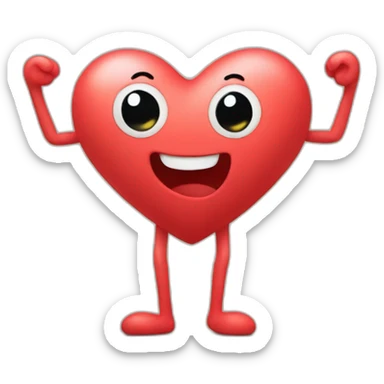Heart with a cute face and arms and legs coming out of it sticker