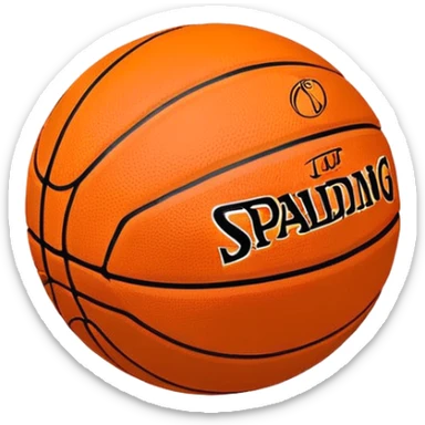 Ultra minimalist orange basketball with tiny NBA and Spalding logos, just simple black lines, no details, iOS emoji style sticker