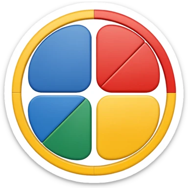 a circle with yellow blue red and green in it such as a uno play card , a circle divided in four sticker