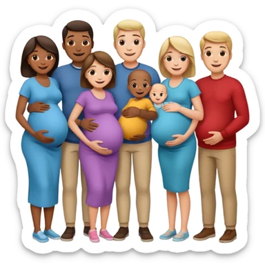 A large family grandmothers paternal aunts maternal sister great grandparents and a pregnant couple  sticker