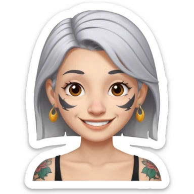 white-gray haired heavy tattooed big nose young girl sticker