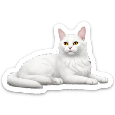 White cat Turkish angora lying on grey sofa sticker