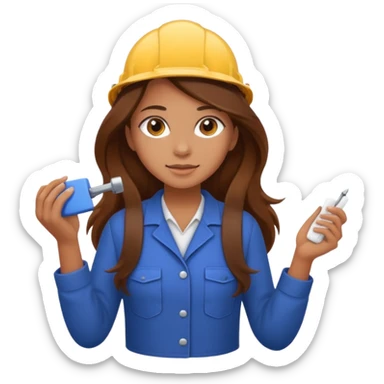 beautiful girl with long brown hair constructing new bathroom sticker