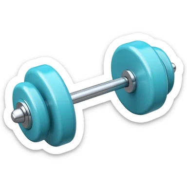 a hyperrealistic tiny turquoise-blue barbell sticker