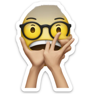 A yellow emoji face covering its eyes with one hand while peeking through the fingers with an unopened mouth. sticker