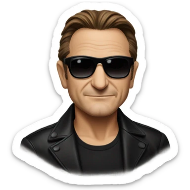 Bono from U2 wearing sunglasses  sticker