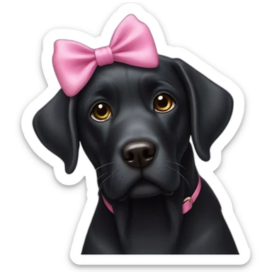 old black labrador with pink bow sticker