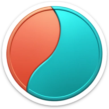 
One  Rotate 55 degree  coin color in in gradient of turquoise, blue, pink, purple, and coral 3d sticker