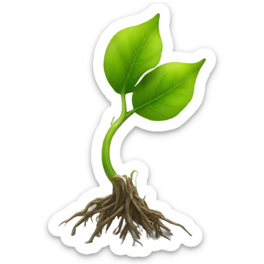 A leaf sprouting from a metal root and stem sticker