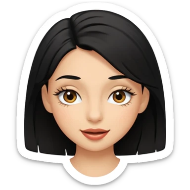 emoji of a black-haired girl winking and showing her eyelashes, no text sticker