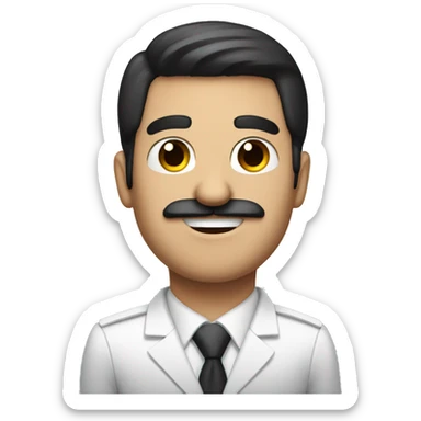 dark hair dark eye man with short mustache flight attendant sticker