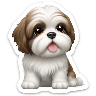 white and brown Shih tzu puppy sticker