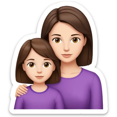 mother and daughter with brunette hair sticker
