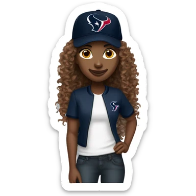 HOUSTON TEXANS baseball hat woman with long curly hair  sticker