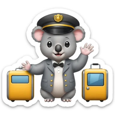 Cute koala bear getting on a train sticker