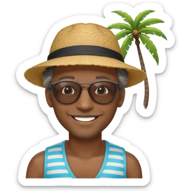 Black man salt n pepper hair smiling with blonde in love on beach make his hair black sticker