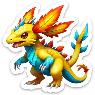 Elemental Exotic Vibrant Multicolored Pokémon-Fakémon-hybrid-creature (full body) sticker