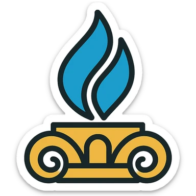 logo of South Pars Gas Complex with abstract gas flame, blue and gold colors, modern and formal style, no text sticker