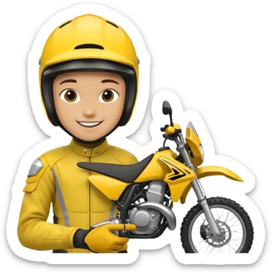 dirtbike rider in yellow gear signing autographs sticker