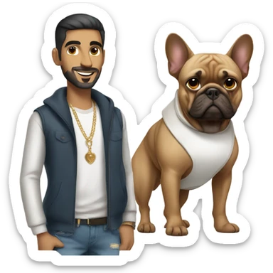 Arab guy with drip holding a French bulldog  sticker