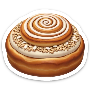 cinnemon bun with a lots white sugar pebbles on top sticker