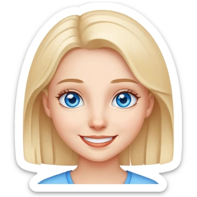 smiling girl close-up portrait with blue eyes  sticker