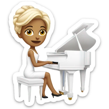 white lazy in a classy dress playing the grand piano sticker