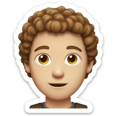 White Boy with brown fluffy hair sticker