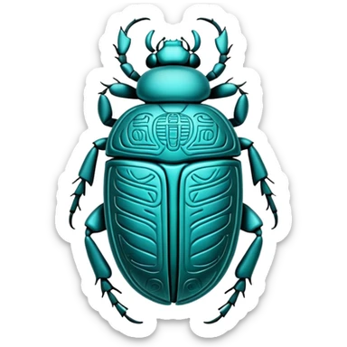 ancient Egyptian scarab beetle amulet with hieroglyphics sticker