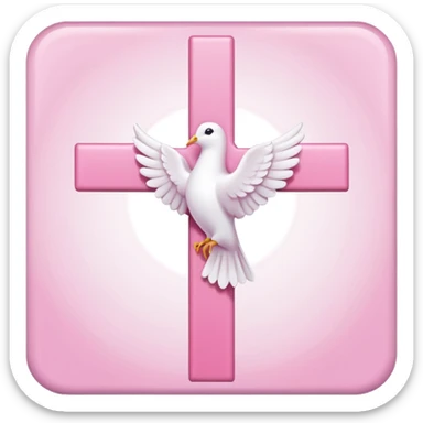 Pink and white simple cross with a dove outline sticker