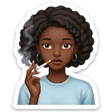 Teenage pretty dark skinned Black girl smoking a joint sticker