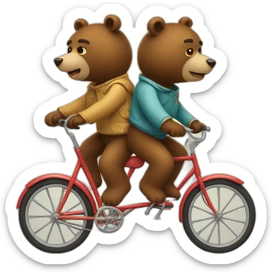 Two bears riding a tandem bike sticker