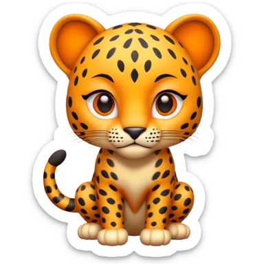 exotic leopard character, spotted fur, cute fierce face, 3D cartoon, mobile game icon style, clean background, no text, no watermark
 sticker