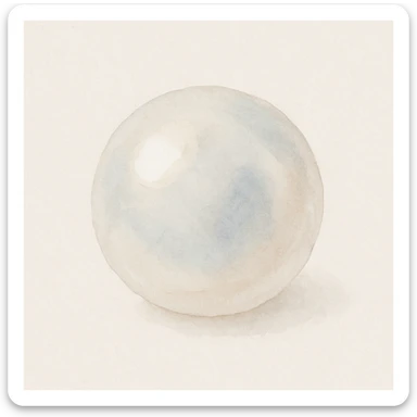 a cute white pearl, watercolor style, soft pastel colors, delicate highlights, minimal background sticker