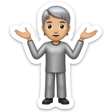 make an emoji of a man shrugging with the number 6 above his right hand and 7 above his left hand sticker