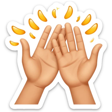 Realistic hands clapping, joyful celebration, focus on hands, motion blur, bright background sticker