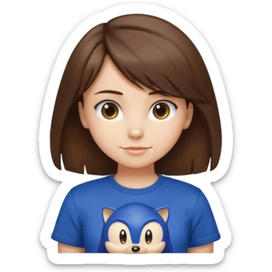 make a cute girl with medium hair and side bangs and sonic clothes  sticker