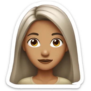 girl with dark long brown hair and tan skin with dark brown eyes  sticker