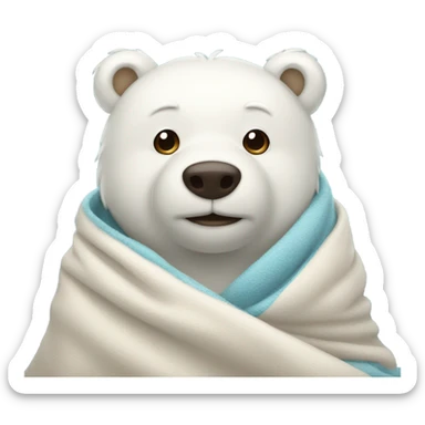 white bear cozy in blanket sticker