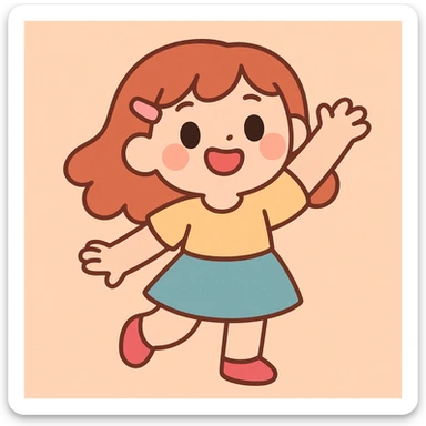 a cute girl, pastel toon style sticker