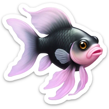 Black moor goldfish with light pink bubble sticker