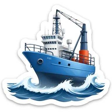 Russian marine geology vessel lowering sampling equipment into stormy ocean waves sticker