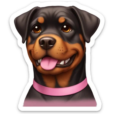 Brown and white rottweiler with pink bow smiling sticker