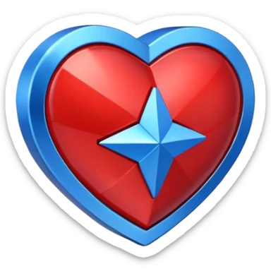 A geometric red 3D heart with a geometric blue star inside sticker