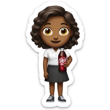 short girl holding Dr Pepper  sticker