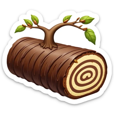 Oblong Tree-log-shaped-chocolate with marsipan swirled inside and with walnuts drizzled on top  sticker